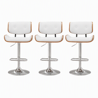 Artiss Bar Stools X3 Kitchen Counter Chair Gas Lift Swivel PU Cherry White