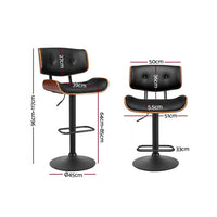 4x Bar Stools Gas Lift Leather All Black