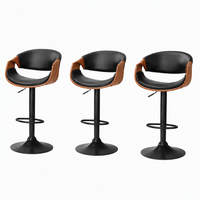 Artiss Bar Stools X3 Kitchen Counter Chair Gas Lift Swivel PU Ambrus Black