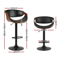 4x Bar Stools Gas Lift Leather w/Armrest