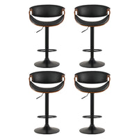 4x Bar Stools Gas Lift Leather w/Armrest