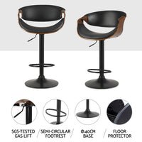 4x Bar Stools Gas Lift Leather w/Armrest