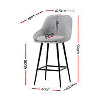 2x Bar Stools Upholstered Stool Counter Seat Kitchen Dining Chairs
