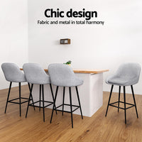 4x Bar Stools Upholstered Stool Counter Seat Kitchen Dining Chairs