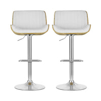 2x Bar Stools Adjustable Leather Chairs