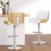 4x Bar Stools Adjustable Leather Chairs