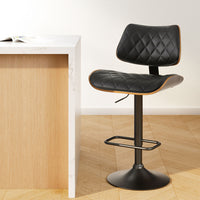 Bar Stools Kitchen Dining Chairs Gas Lift Stool Wooden Leather Black
