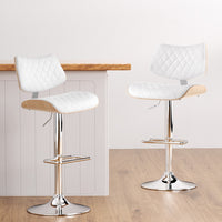 Bar Stools Kitchen Dining Chairs Gas Lift Stool Wooden Leather White