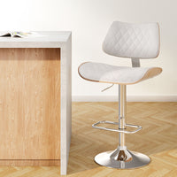 Bar Stools Kitchen Dining Chairs Gas Lift Stool Wooden Leather White