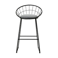 2x Bar Stools Padded Seat Metal