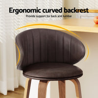 4x Artiss Bar Stools Dining Chairs Contoured Leather Wood Stool