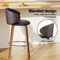 4x Artiss Bar Stools Dining Chairs Contoured Leather Wood Stool