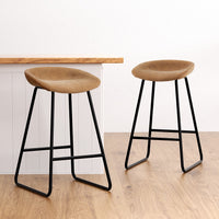 2x Bar Stools Kitchen Dining Chairs Counter Stool PU Leather Metal Brown