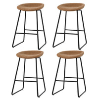 4x Bar Stools Kitchen Dining Chairs Counter Stool PU Leather Metal Brown