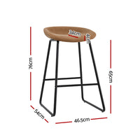 4x Bar Stools Kitchen Dining Chairs Counter Stool PU Leather Metal Brown