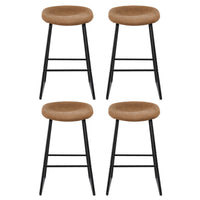 4x Bar Stools Kitchen Dining Chairs Counter Stool PU Leather Metal Brown