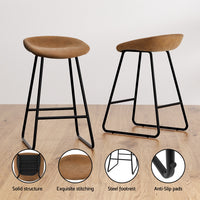 4x Bar Stools Kitchen Dining Chairs Counter Stool PU Leather Metal Brown