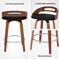 Artiss 2x Bar Stools Swivel Dining Chairs Low Back Counter Seat PU Cushion