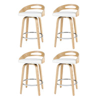 4x Bar Stools Swivel Dining Chairs Low Back Counter Seat PU Cushion