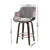 Artiss Bar Stools Set of 3 Kitchen Wooden Bar Stool Dining Chair Swivel Velvet