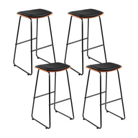 4x Bar Stools Leather Padded Metal