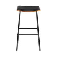 4x Bar Stools Leather Padded Metal