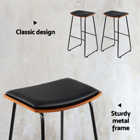 4x Bar Stools Leather Padded Metal