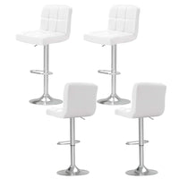 4x Bar Stools Leather Gas Lift White