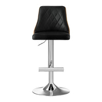Artiss 4X Bar Stool Wood Swivel Adjustable Kitchen Counter Stool Leather Black