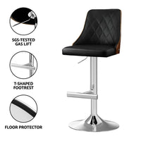 Artiss 4X Bar Stool Wood Swivel Adjustable Kitchen Counter Stool Leather Black
