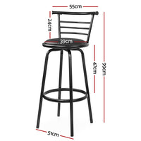 2x Bar Stools Swivel Leather Padded Metal