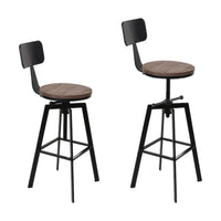 4x Bar Stools Kitchen Dining Chairs Adjustable Wood Stool w/Backrest