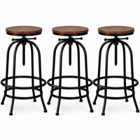 Artiss 3x Bar Stool Backless Swivel Counter Barstools 70-90cm Seat Height Adjustable Industrial