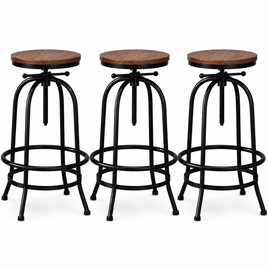 Artiss 3x Bar Stool Backless Swivel Counter Barstools 70-90cm Seat Height Adjustable Industrial