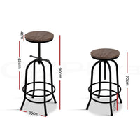 Artiss 3x Bar Stool Backless Swivel Counter Barstools 70-90cm Seat Height Adjustable Industrial