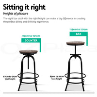 Artiss 3x Bar Stool Backless Swivel Counter Barstools 70-90cm Seat Height Adjustable Industrial