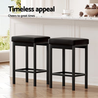 2x Metal Bar Stools PU Seat Dining Counter Chairs