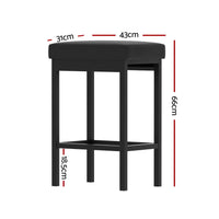 A Set of 4 Metal Bar Stools PU Seat Dining Counter Chairs