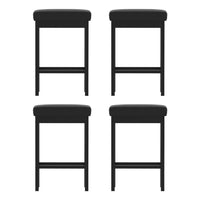 A Set of 4 Metal Bar Stools PU Seat Dining Counter Chairs