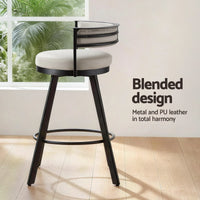 Artiss Bar Stool Swivel Kitchen Chair Metal PU Leather Counter Beige