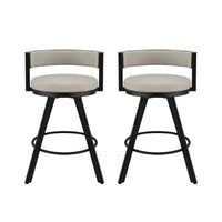 Artiss Bar Stools Set of 2 Swivel Kitchen Chair Metal Counter Beige Leather