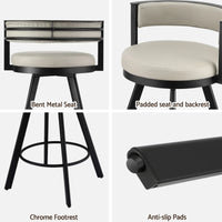 Artiss Bar Stools Set of 2 Swivel Kitchen Chair Metal Counter Beige Leather