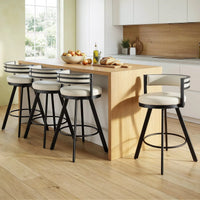 Artiss Bar Stools Set of 4 Swivel Kitchen Chair Metal Counter Beige Leather