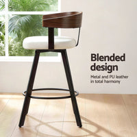 Artiss Bar Stool Swivel Metal Legs Kitchen Chair Bentwood Counter Leather White