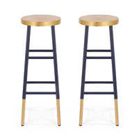 Artiss 2x Bar Stools Metal Gold Navy