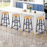 Artiss 4x Bar Stools Metal Gold Navy