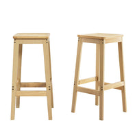 2x Bar Stools Rubber Wood Stool Counter Chair Rattan Barstools Kitchen