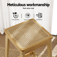 Artiss 2x Bar Stools Rubber Wood Stool Counter Chair Rattan Barstools Kitchen