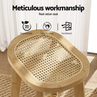 2x Bar Stools Bamboo Rattan Stool Counter Chair Kitchen Barstools