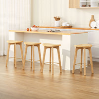 4x Bar Stools Bamboo Rattan Stool Counter Chair Kitchen Barstools